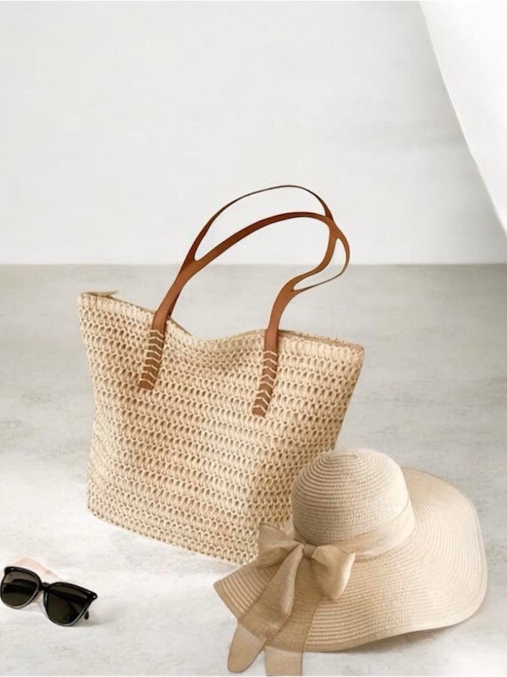Woven Straw Tote Bag and Straw hat